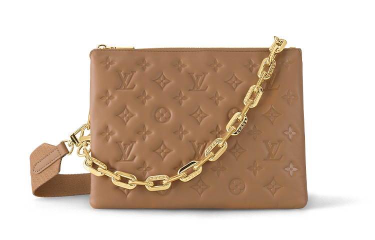 

LOUIS VUITTON Коричневая женская сумка-кроссбоди малого размера с аппликацией из овчины и коровьей кожи