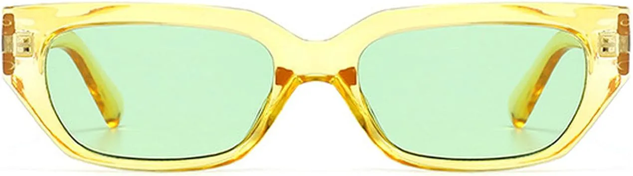 

Солнцезащитные очки COTIA прямоугольной формы для женщин, ретро-модные узкие солнцезащитные очки с защитой от УФ-излучения UV 400, квадратная оправа, Yellow Green