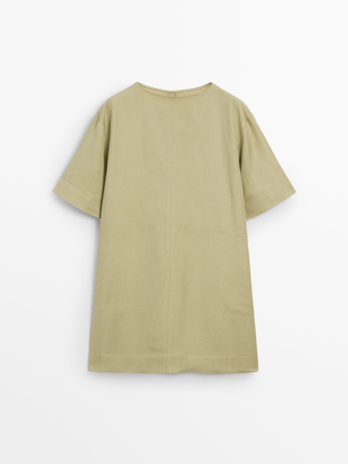 

Короткое платье из льняной смеси Massimo Dutti, охра