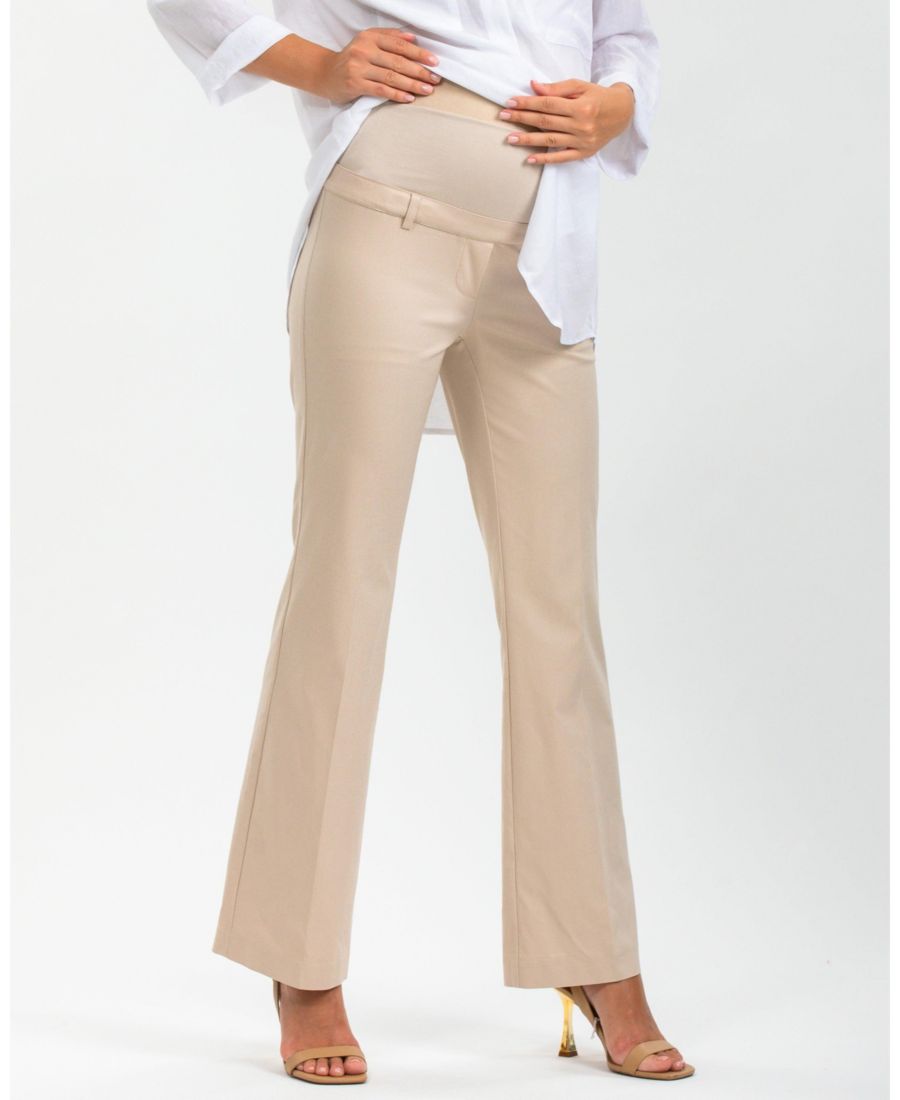 

Расклешенные эластичные брюки для беременных, длина 28 см PIETRO BRUNELLI MATERNITY, Beige