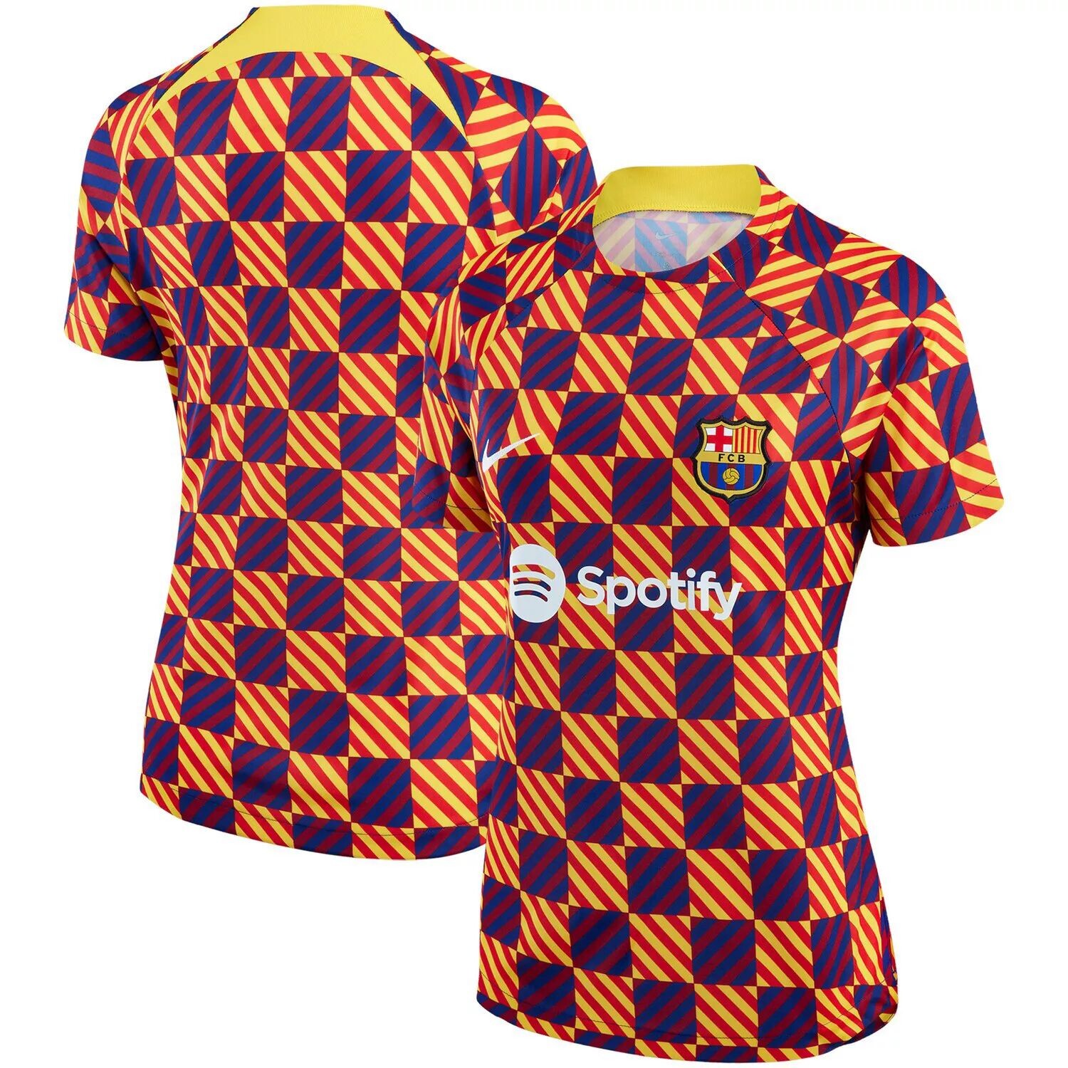 

Женская предматчевая футболка с регланами Nike Yellow Barcelona 2022/23 Performance Nike