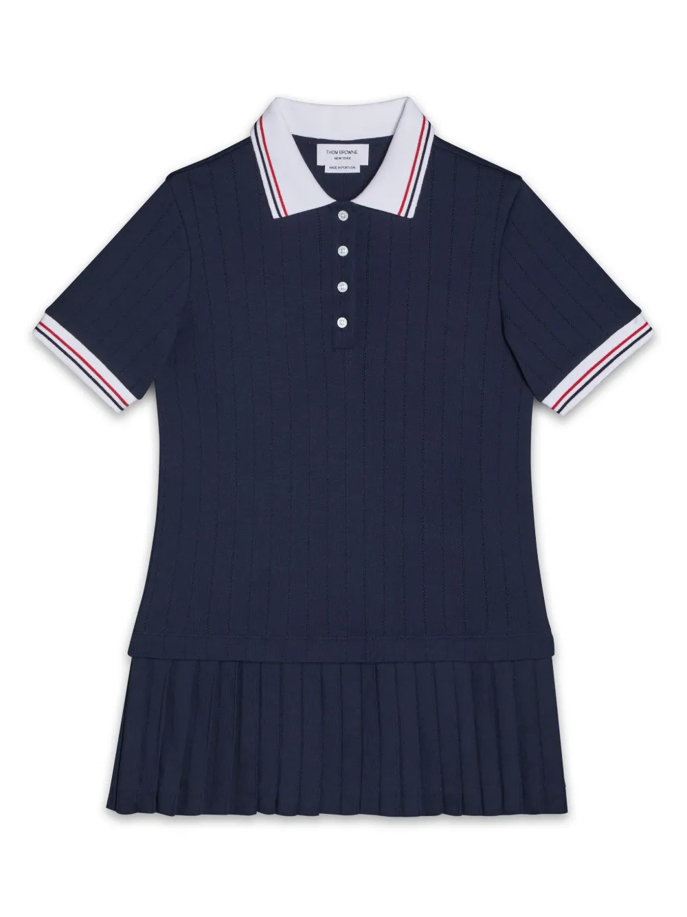 

Платье поло со складками Thom Browne Kids, синий