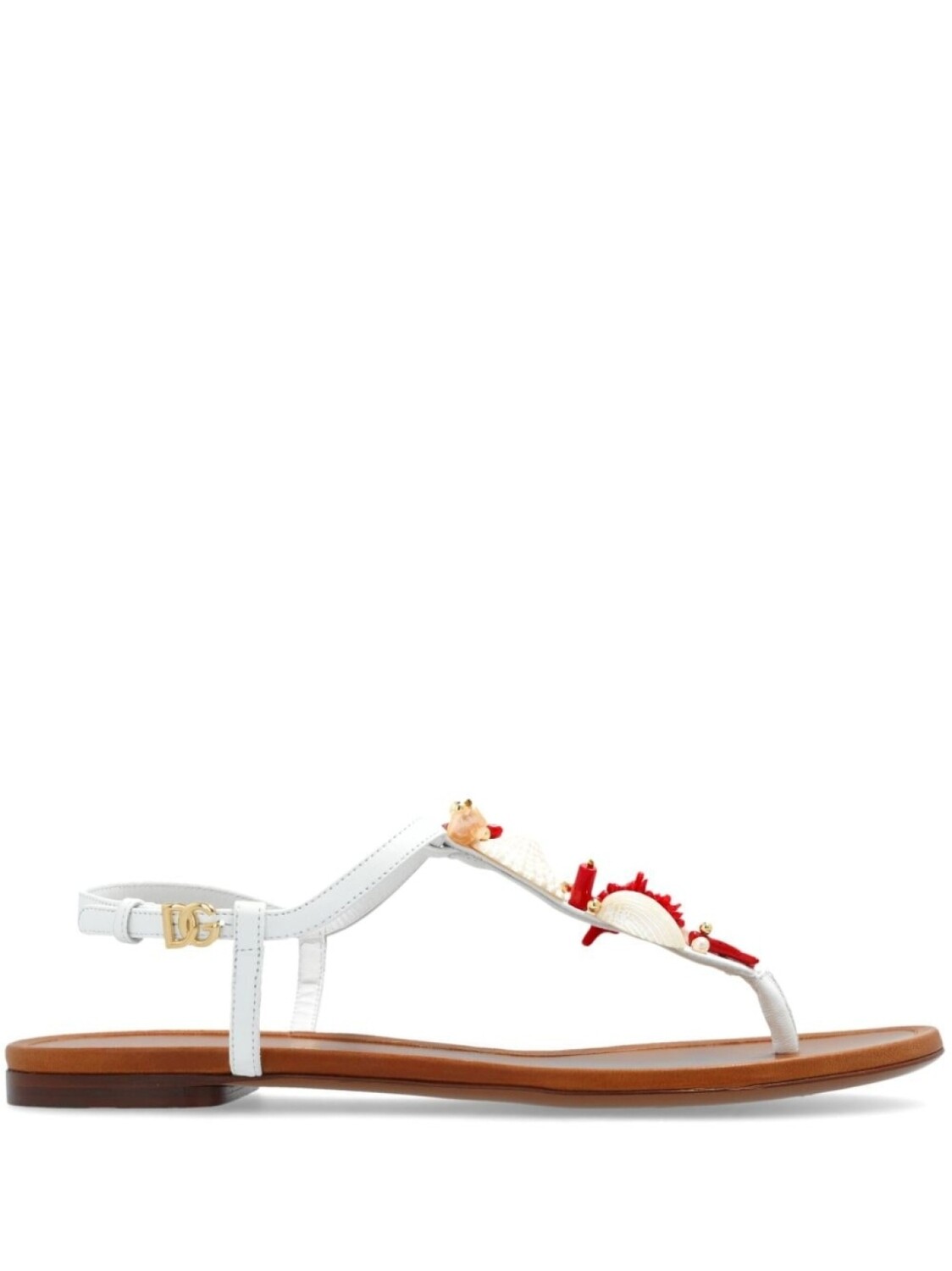 Dolce & Gabbana сандалии из кожи с морским мотивом, белый