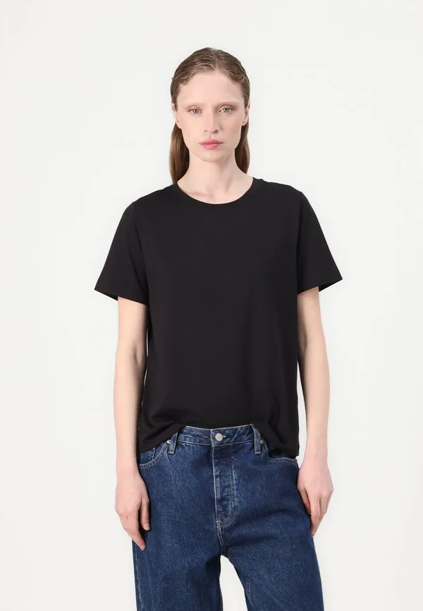 Гладкая футболка с круглым вырезом, базовая футболка Calvin Klein, Black — фото 4
