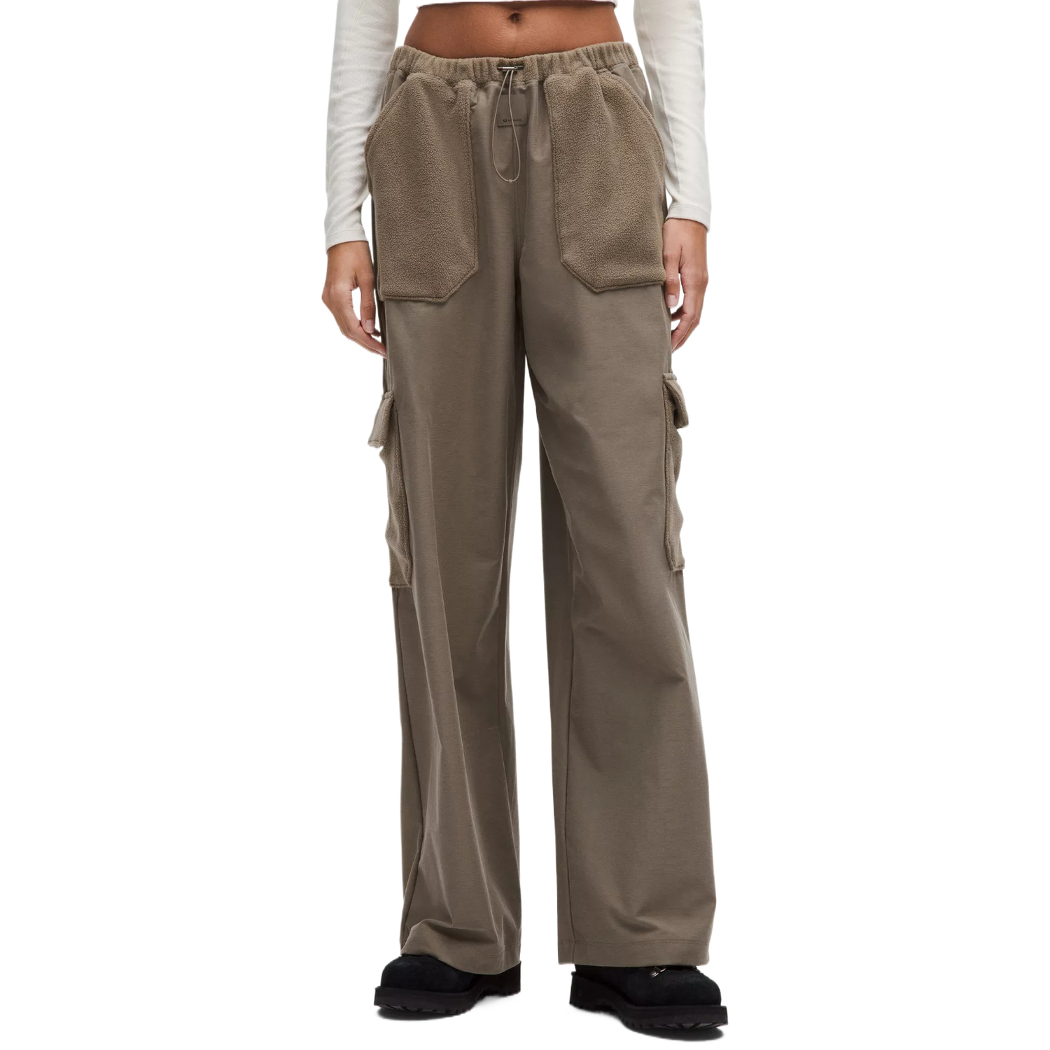 

Высокие широкие брюки обычные повседневные штаны women's Lululemon, nomad/nomd