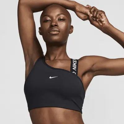 

Спортивный бюстгальтер Nike Pro Swoosh Asymmetrical, цвет Black/Black/White/White