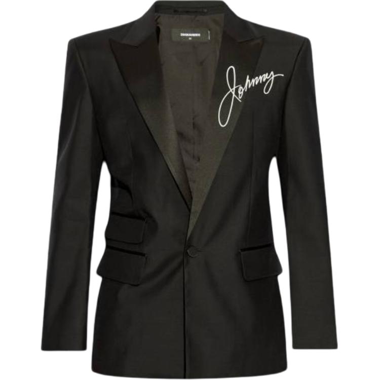 

DSQUARED 2 Приталенный пиджак с принтом логотипа, Black