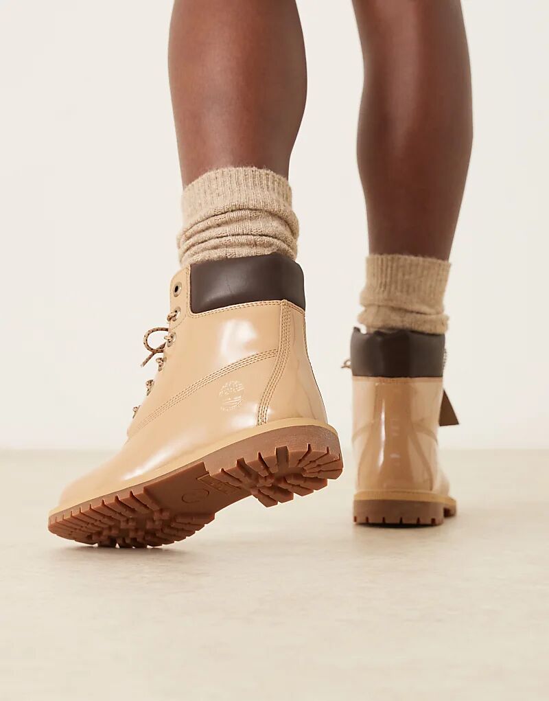 Премиальные ботинки Timberland высотой 6 дюймов из лакированной кожи пшеничного цвета — фото 4