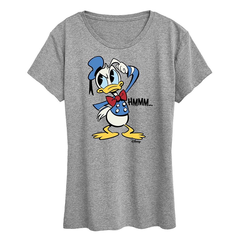 

Женская футболка Disney's Donald Duck с рисунком Hmmm, цвет Heather Gray