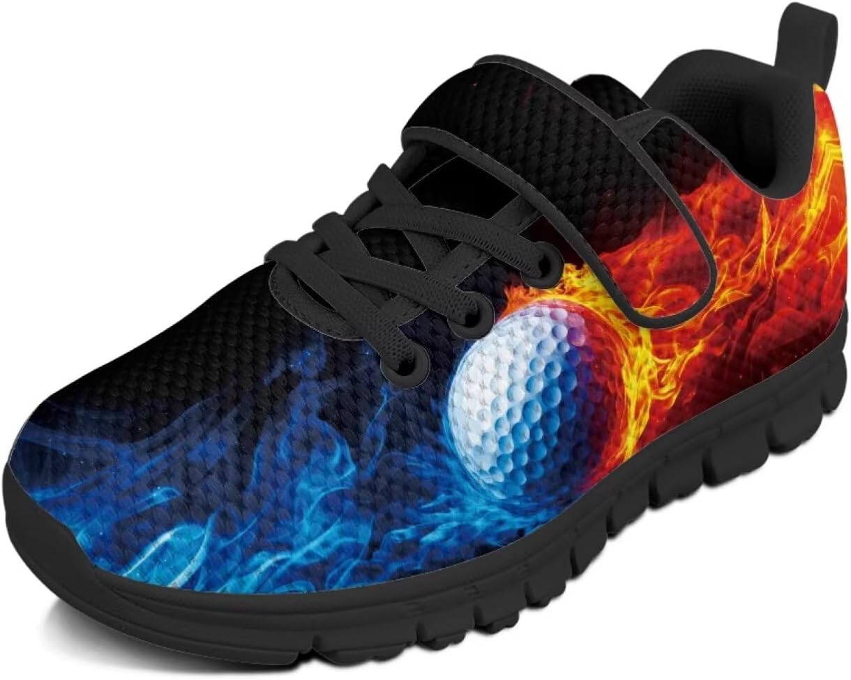 

Детские кроссовки для мальчиков, дышащие спортивные кроссовки для бега и тенниса для детей младшего и старшего возраста, размеры US 11-2.5 Pointodoor, Golf Fire Flame