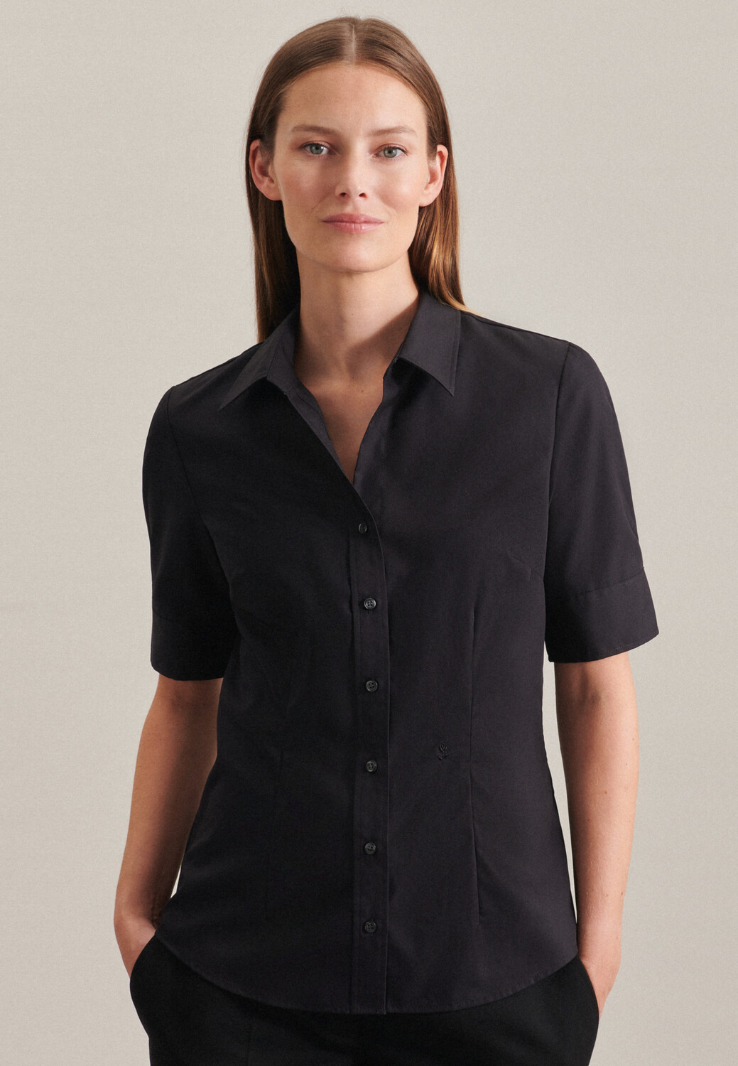 

Блуза Seidensticker Hemd Slim Fit, черный