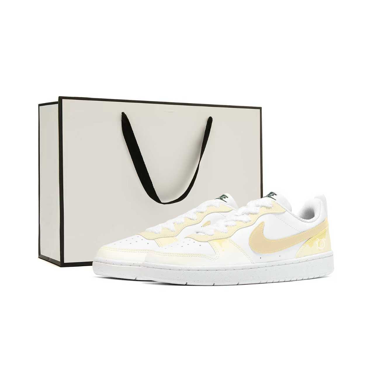 

Nike Court Borough Glutinous Rice Kitten противоскользящие износостойкие низкие кроссовки для скейтбординга light yellow детские