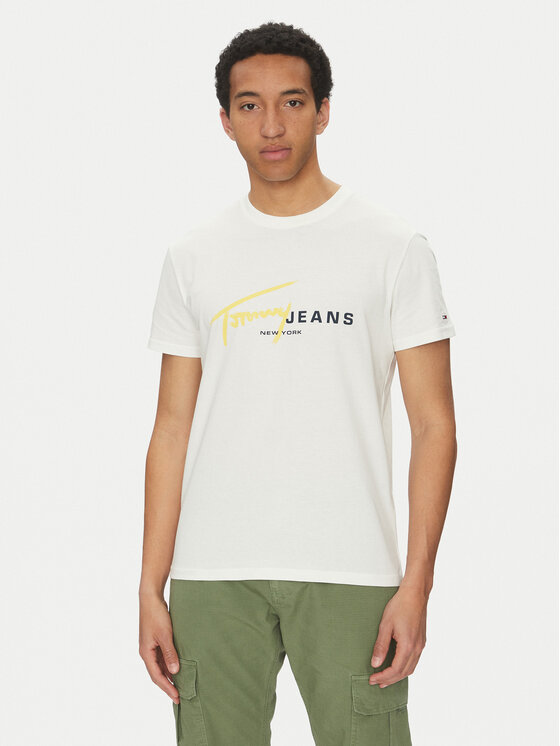 

Футболка обычного кроя Signature Dna DM0DM20817 Tommy Jeans, белый