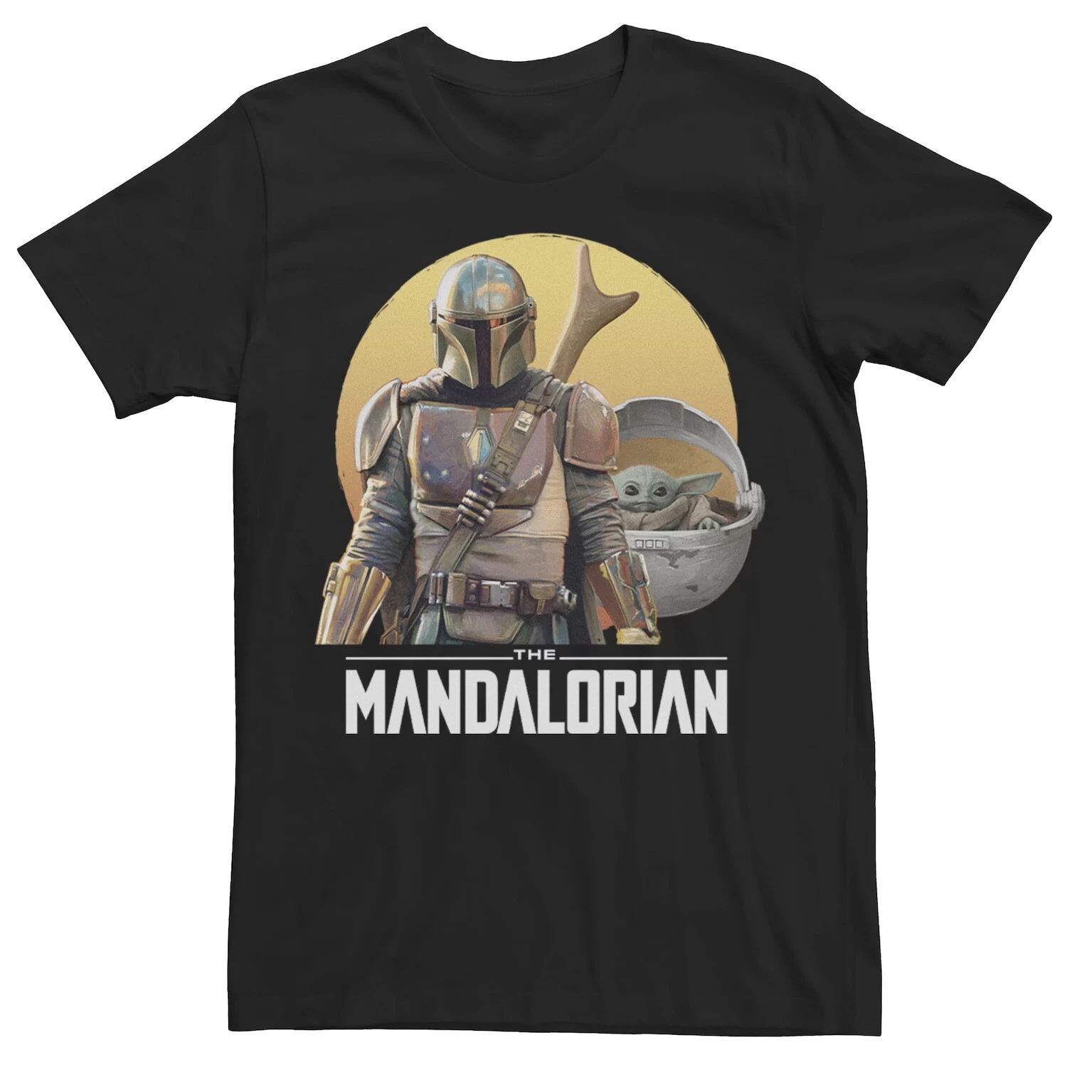 

Мужская футболка с портретом The Mandalorian And The Child Circle Star Wars