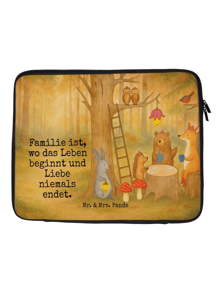 

Mr. & Mrs. Panda Сумка для ноутбука с изображением лесных животных и сцен для пикника, а также надписью, белого цвета