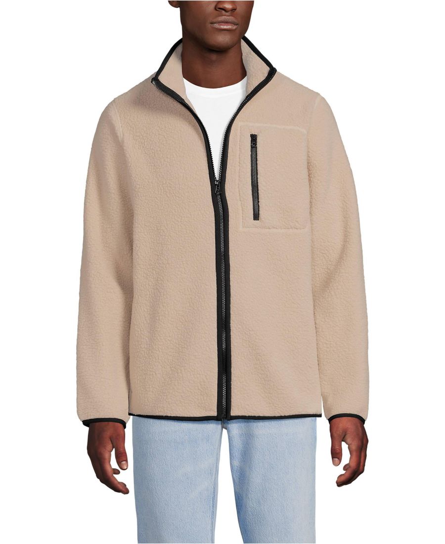 

Мужская флисовая куртка на молнии с высоким ворсом Lands' End, Champagne