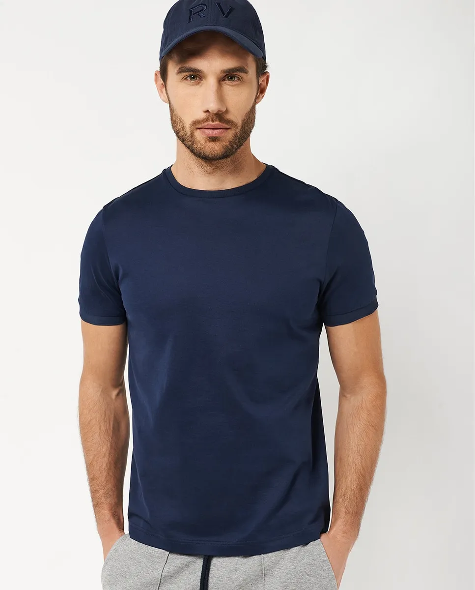 

Футболка мужская темно-синяя с коротким рукавом Roberto Verino, тёмно-синий