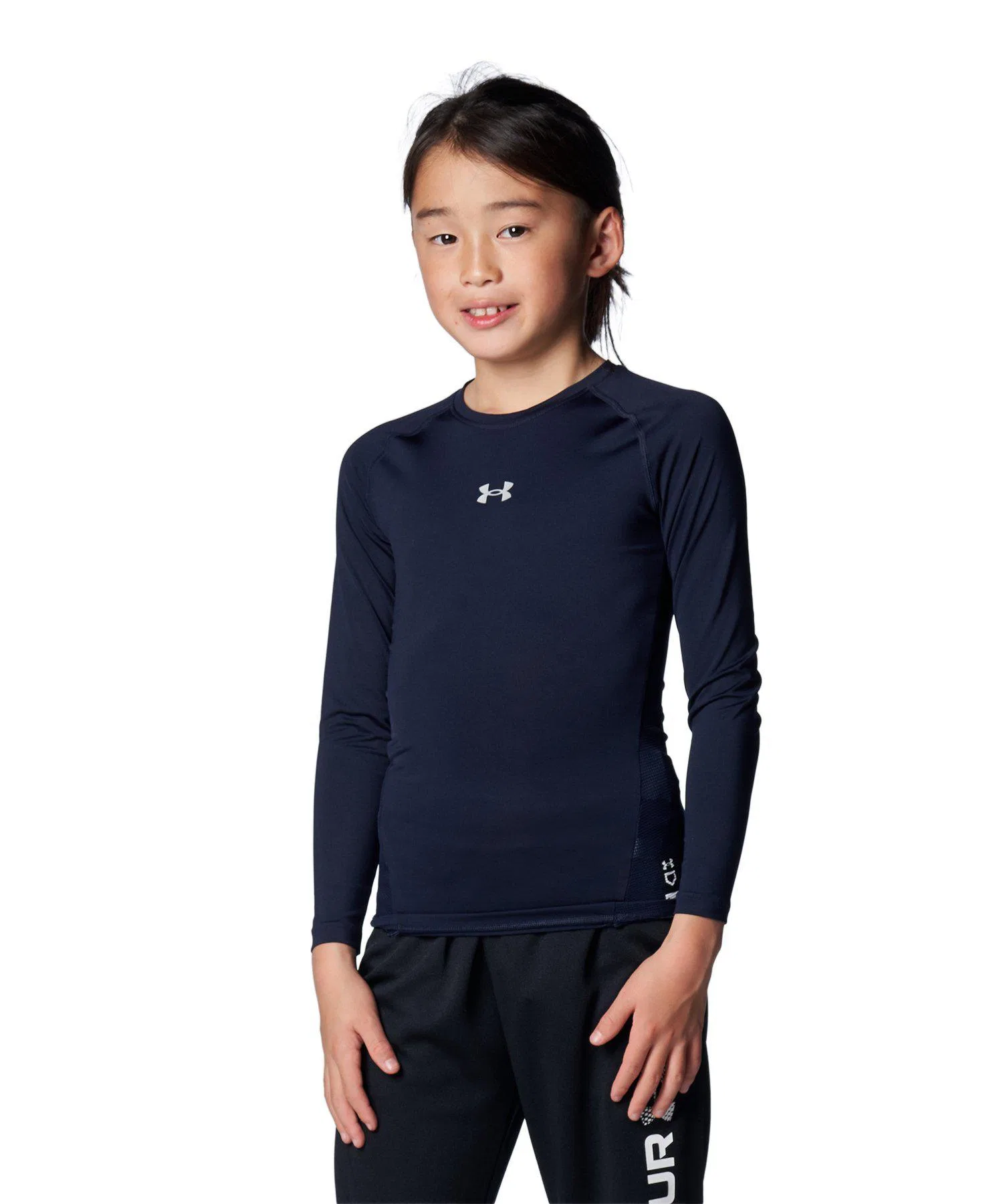 Детская футболка с длинным рукавом UNDER ARMOUR HeatGear Armour тёмно-синяя