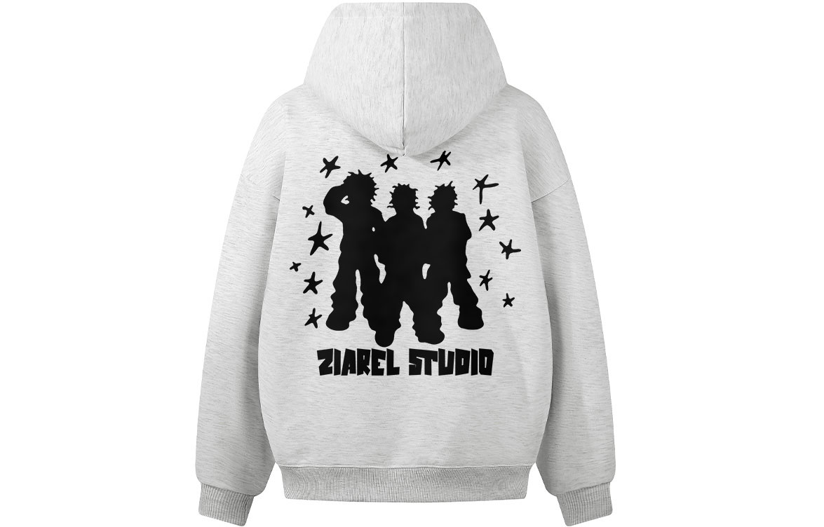 

Толстовка Unisex Hooded Moderate Heavyweight ZIAREL, белый heather серый