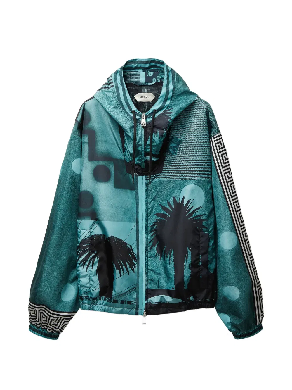 Ветровка из нейлона с принтом Versace, синий