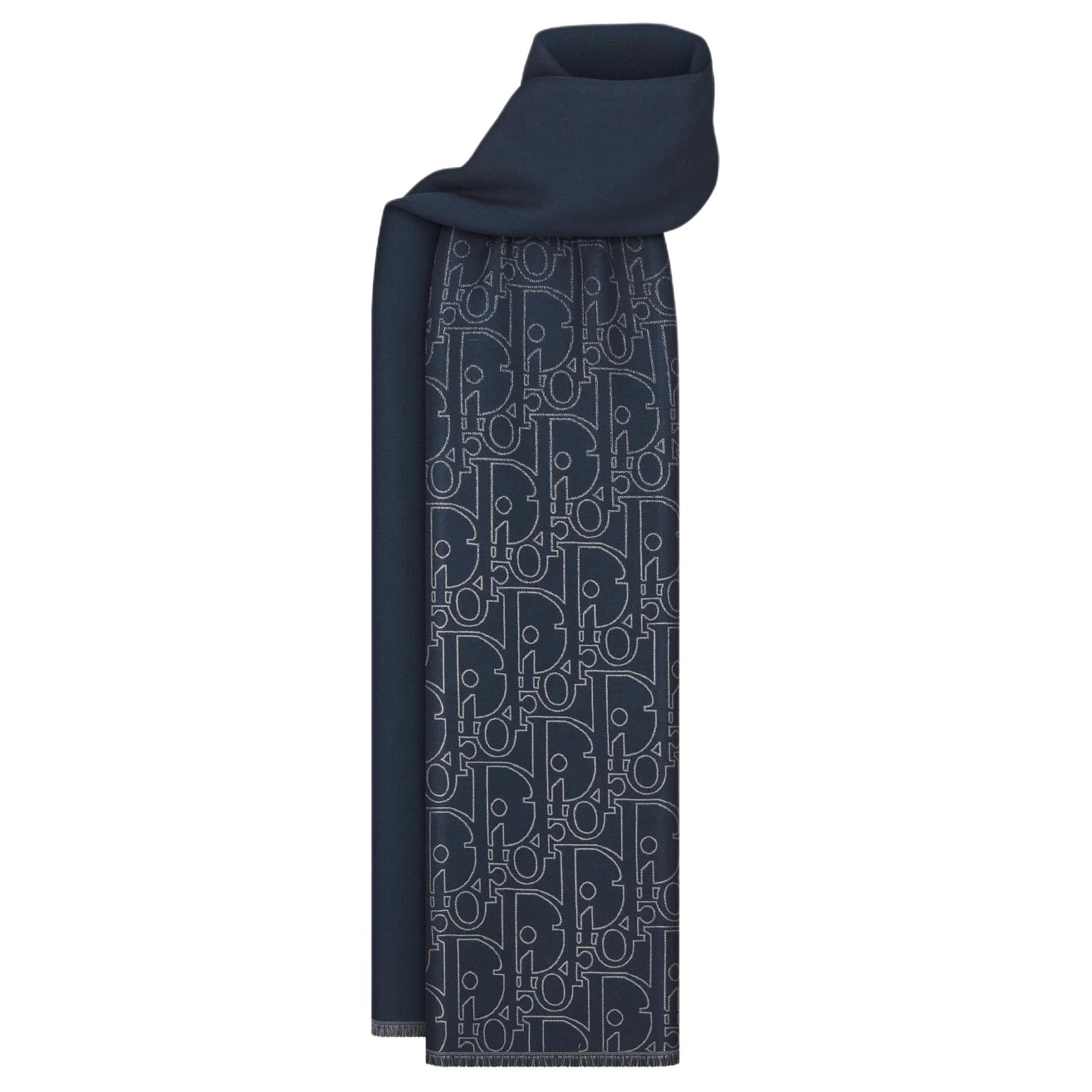 

DIOR Шерстяной вязаный шарф Unisex Blue