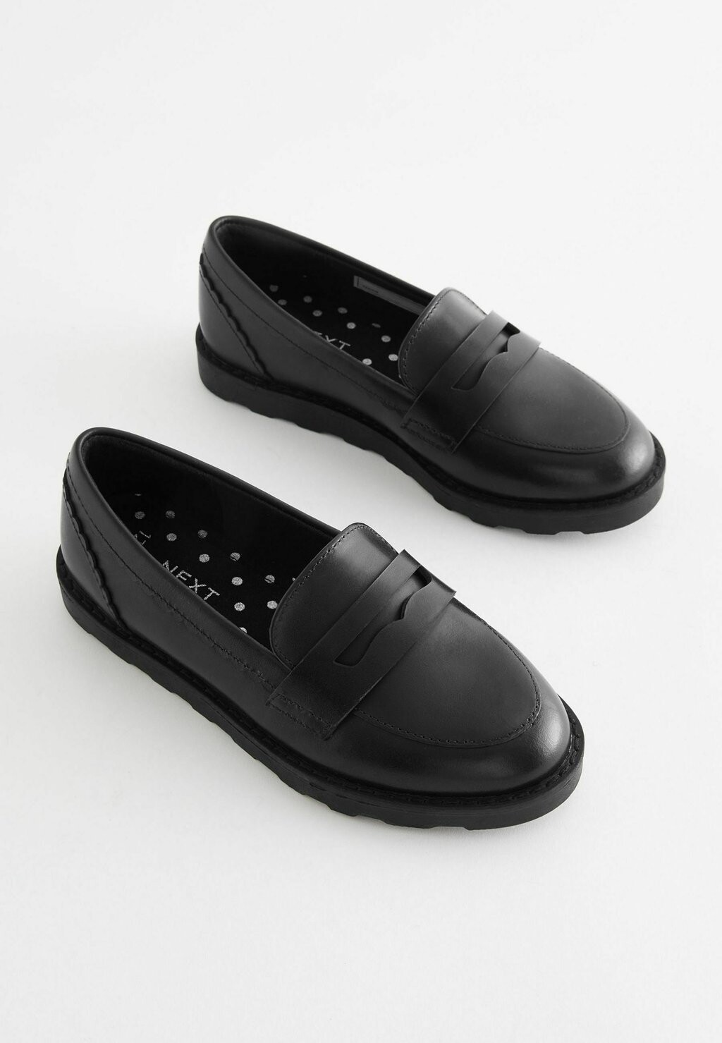 Слипоны School Leather Slim Sole Loafers Next, черный — фото 2