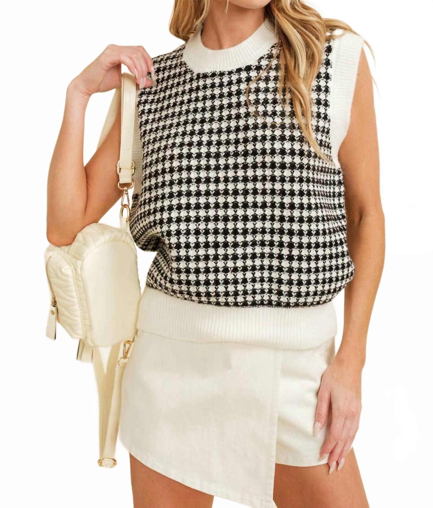 

Черный свитер-жилет в гусиную лапку Cloud Ten