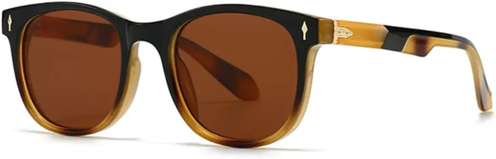 

Винтажные овальные солнцезащитные очки для женщин, роскошные солнцезащитные очки с заклепками для мужчин, защита от УФ-излучения UV400 TYUVIVO, Black Amber Tea