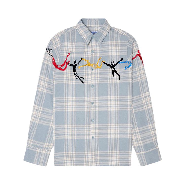 

Рубашка KidSuper Embroidered Swinging Figures Flannel Shirt, Blue