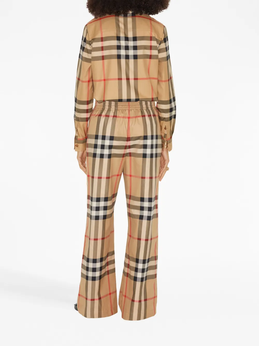 Брюки Burberry расклешенные в клетку, женские, нейтральные — фото 4