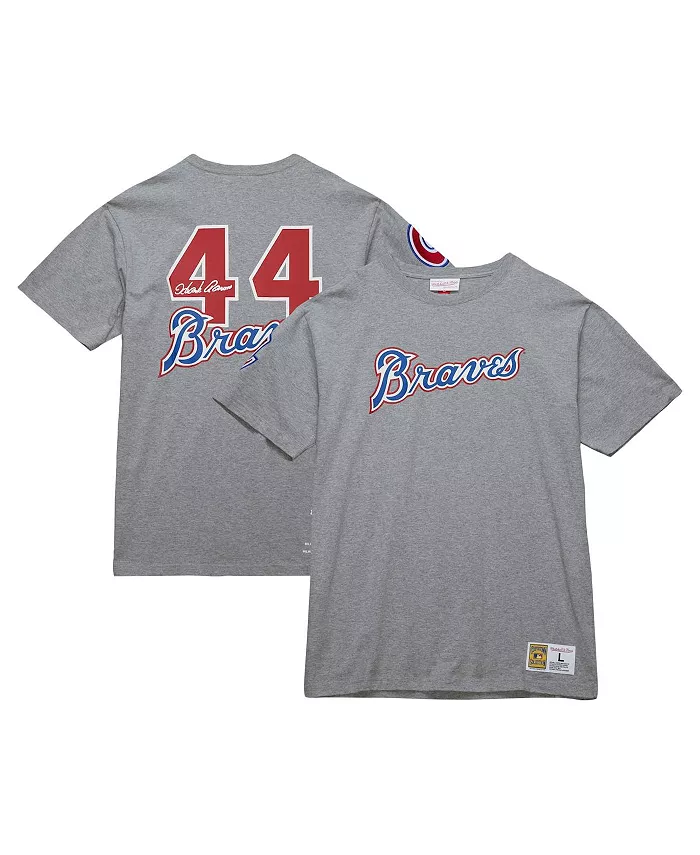 

Мужская футболка Hank Aaron Heather Gray Atlanta Braves из коллекции Cooperstown Collection Legends Mitchell & Ness