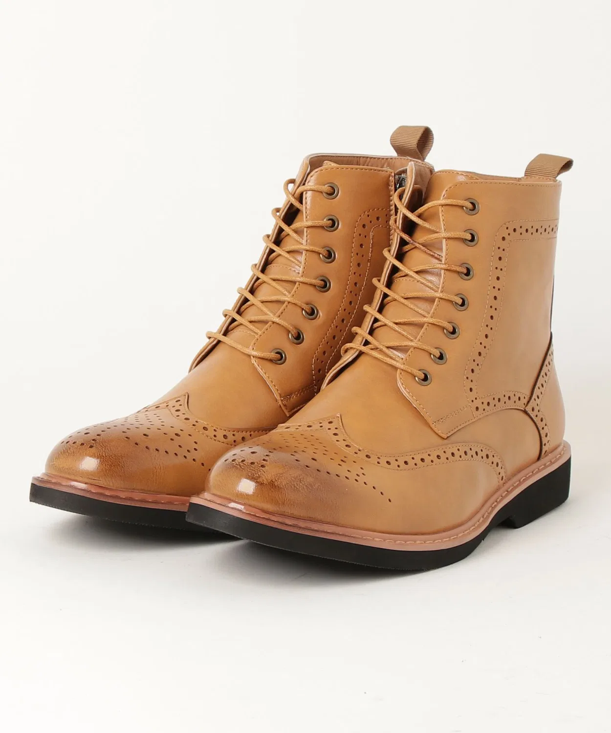Ботинки Wingtip Lace-Up Country Boots из искусственной кожи, на шнуровке, чёрные — фото 2