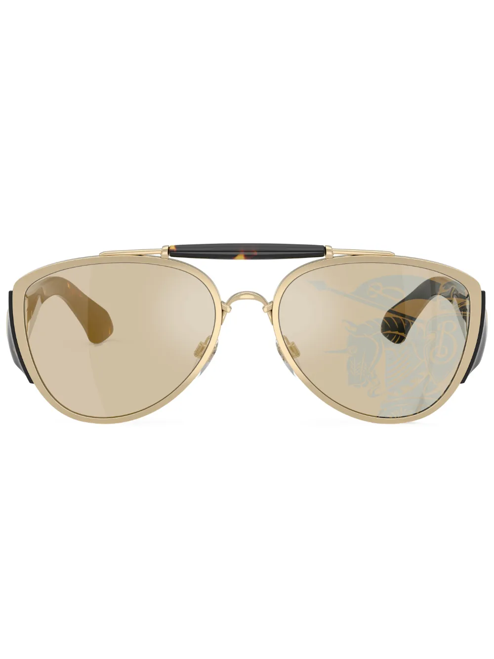 

Солнцезащитные очки-пилоты черепаховой расцветки Burberry Eyewear, золотой