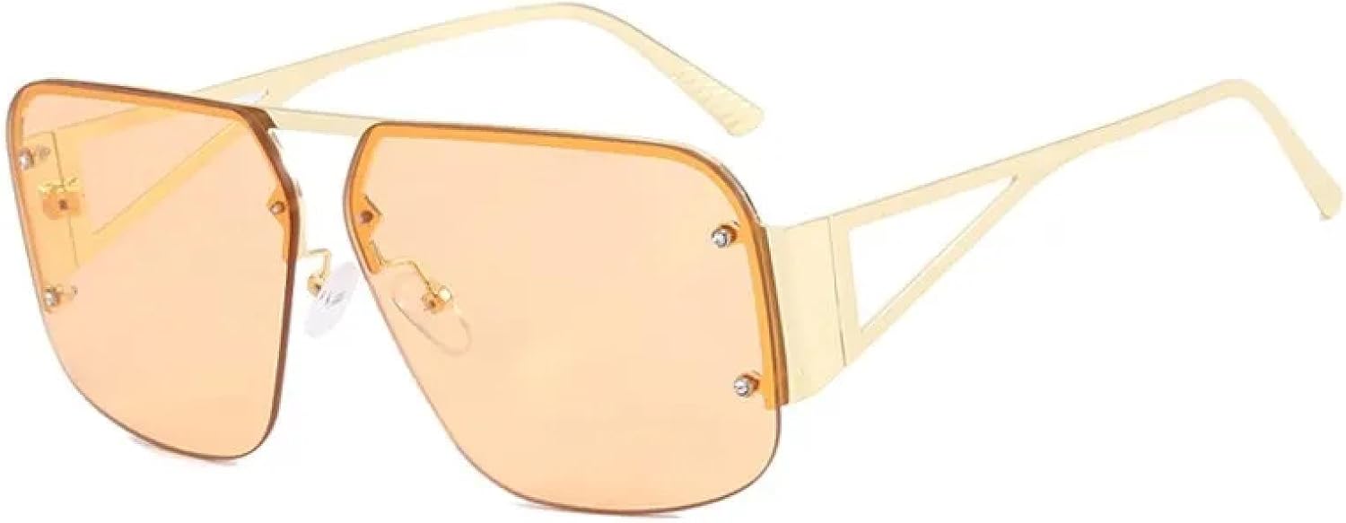 

Солнцезащитные очки с защитой от УФ-излучения UV400 | Металлическая оправа, прозрачные линзы | Для женщин и мужчин, для занятий спортом на открытом воздухе и вождения DSVIGF, Gold Champagne