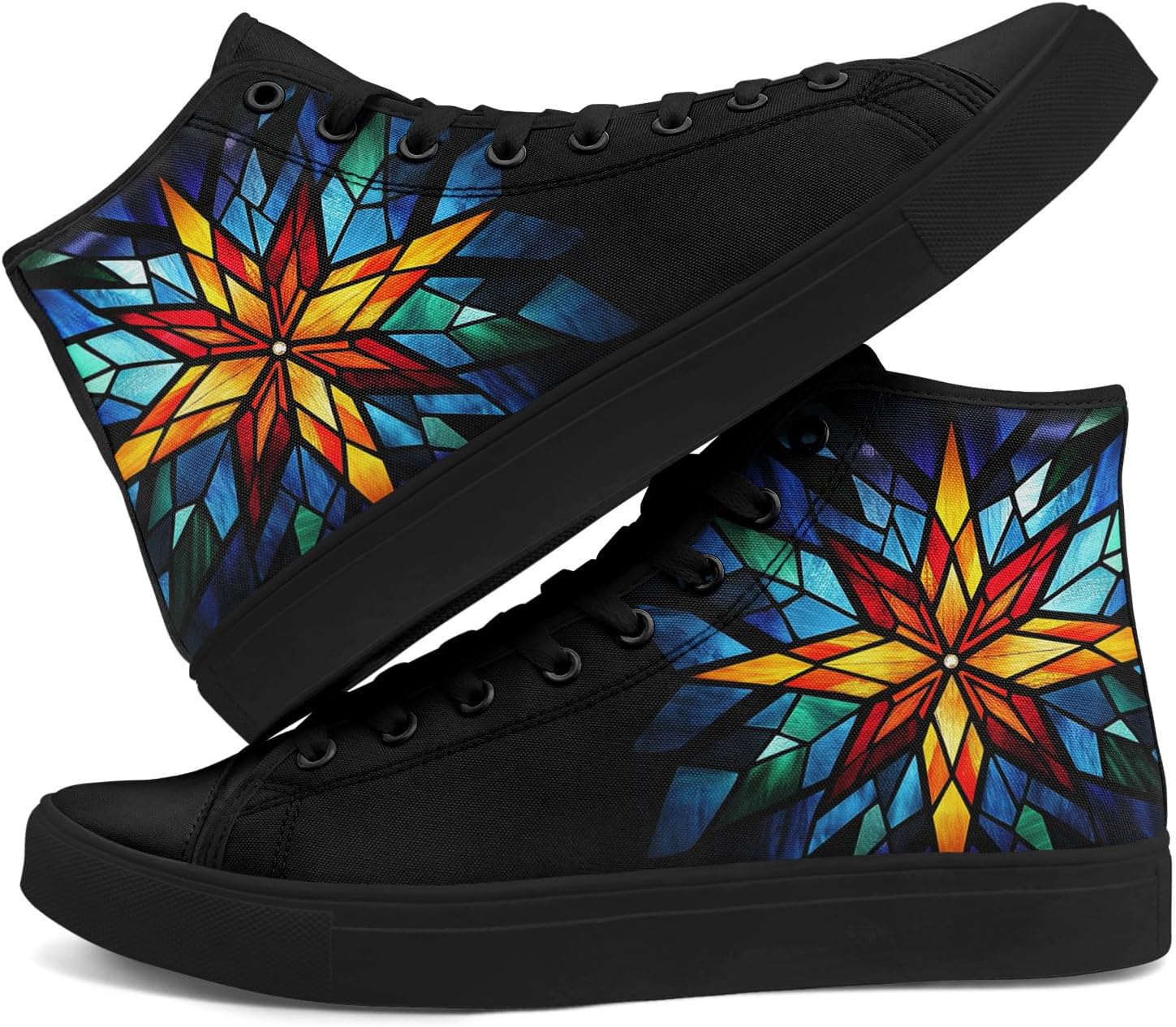 

Высокие кеды на шнуровке AWSOLE с принтом из витражного стекла для женщин и мужчин, разноцветные легкие модные повседневные обувные для прогулок