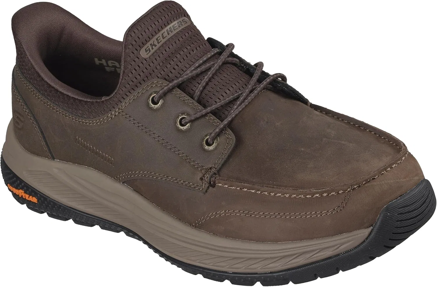 Мужские слипоны Skechers USA Meroe Ollie Moc Toe из кожи с эластичным шнурком, Coc — фото 4