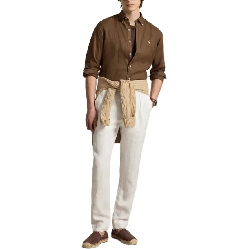 Рубашка Polo Ralph Lauren Classic Version коричневая — фото 3