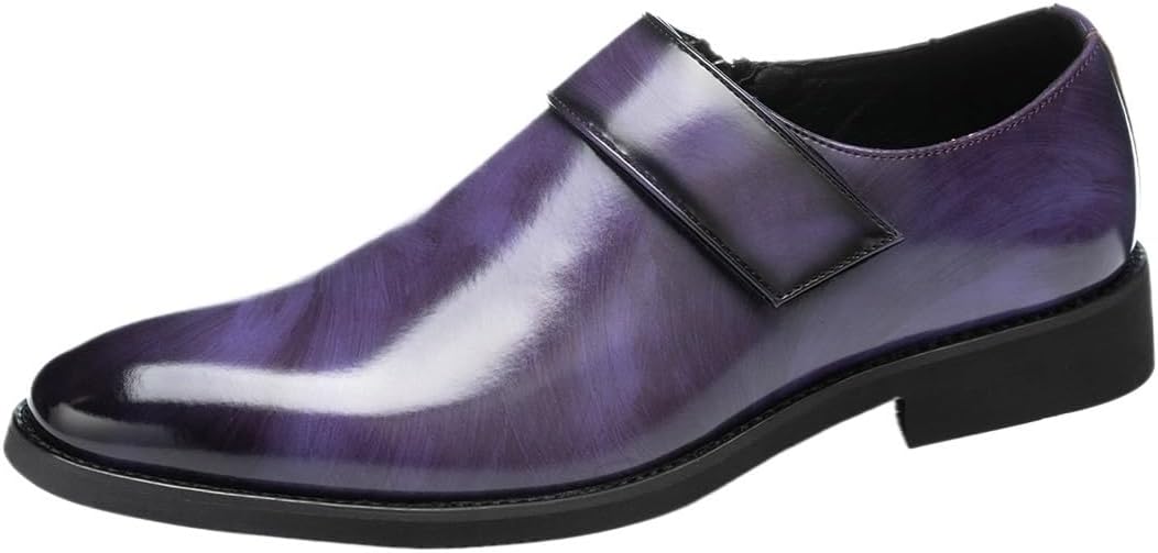 

Мужские классические кожаные туфли, повседневные деловые кожаные оксфорды и дерби, без шнуровки, для вождения, удобные, для вечеринок и свадеб Zestrelax, фиолетовый