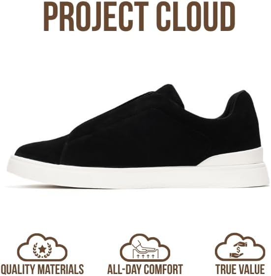 Мужские кроссовки Project Cloud с стелькой из настоящей кожи и памяти формы - легкие и противоскользящие кроссовки для мужчин, повседневные кроссовки без шнурков (Hudson), черный — фото 3