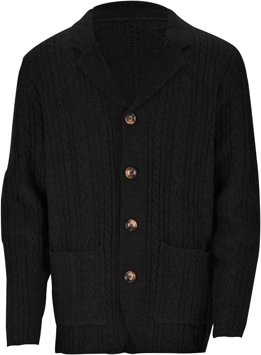 

Шерстяной кардиган мужской с карманами и воротником-шалью