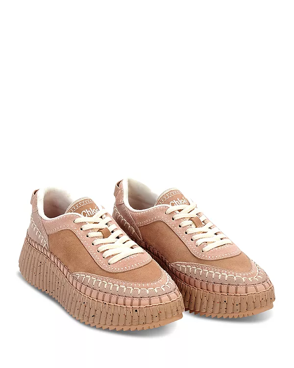 Женские замшевые низкие кроссовки Nama на платформе Chloé, розовый