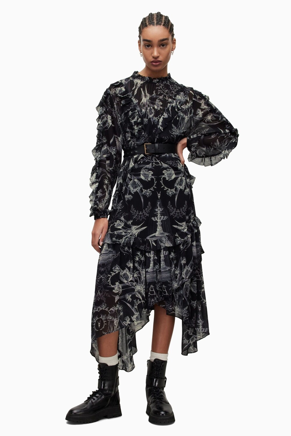 

AllSaints Aurelia черное платье с короткими рукавами All Saints, черный
