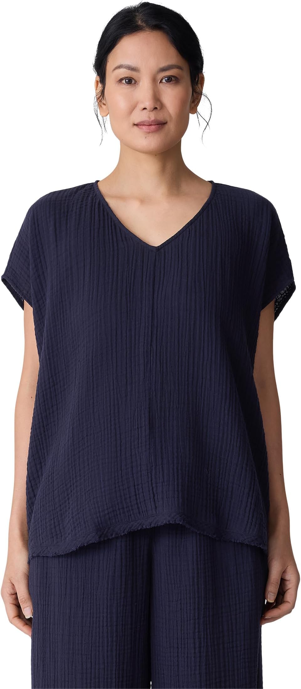

Топ Eileen Fisher V-Neck Square Top, цвет Blue Bird