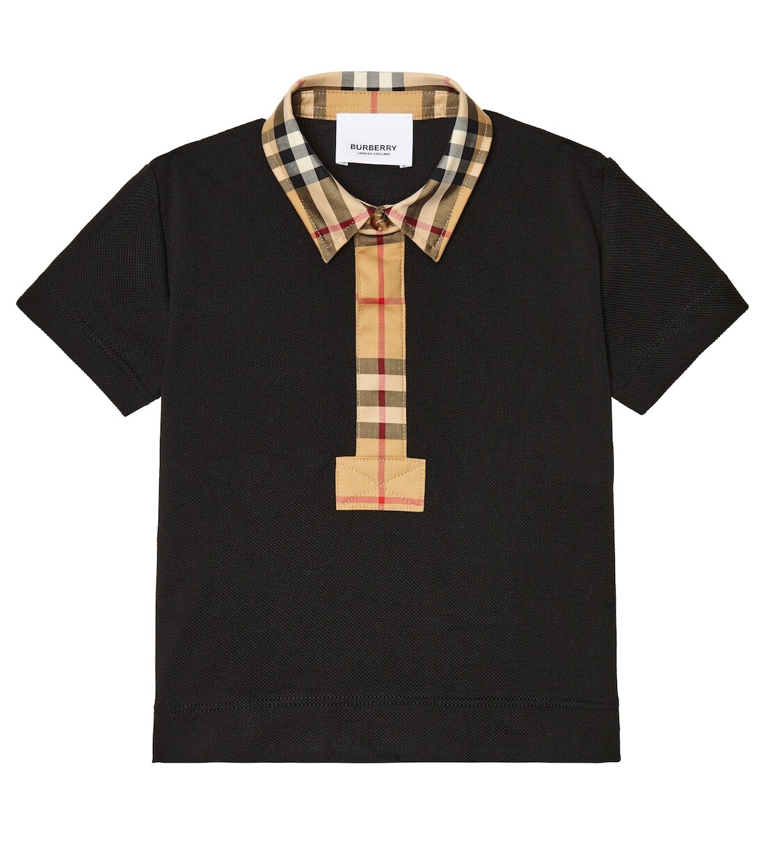 

Рубашка-поло из хлопка в клетку в винтажную клетку baby Burberry Kids, черный