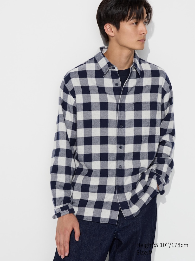 

Фланелевая рубашка клетчатая Uniqlo, цвет 03 серый