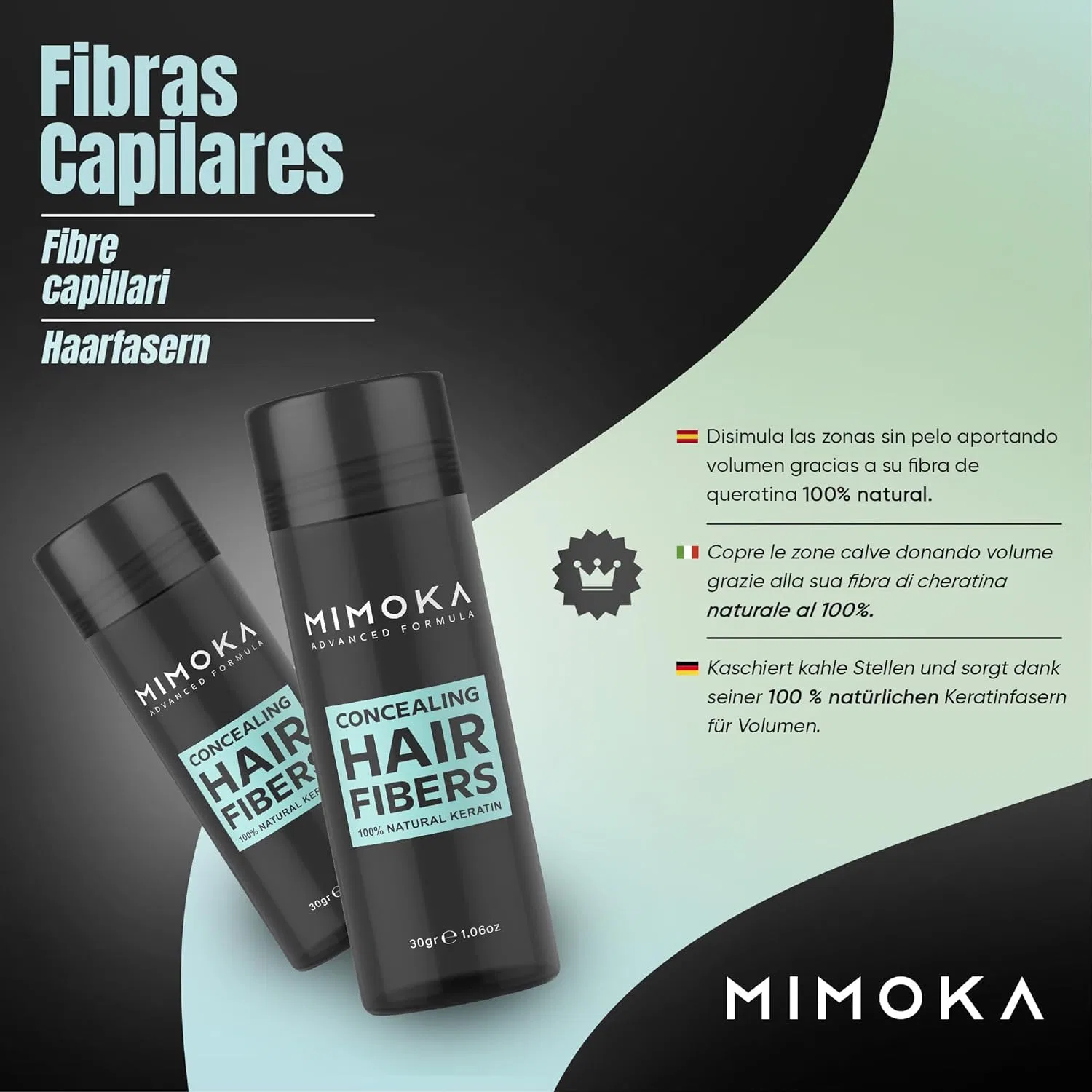 Микрофибры для волос и бороды «Scattered Hair» для маскировки залысин, темно-коричневые Mimoka, Dark Brown — фото 2