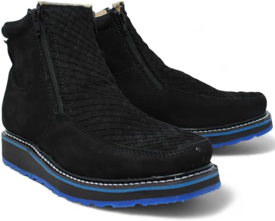 

Мужские подлинные ковбойские ботинки Petatillo с квадратным носком, двойной плотности и двойной молнией - синие подошвы Generic