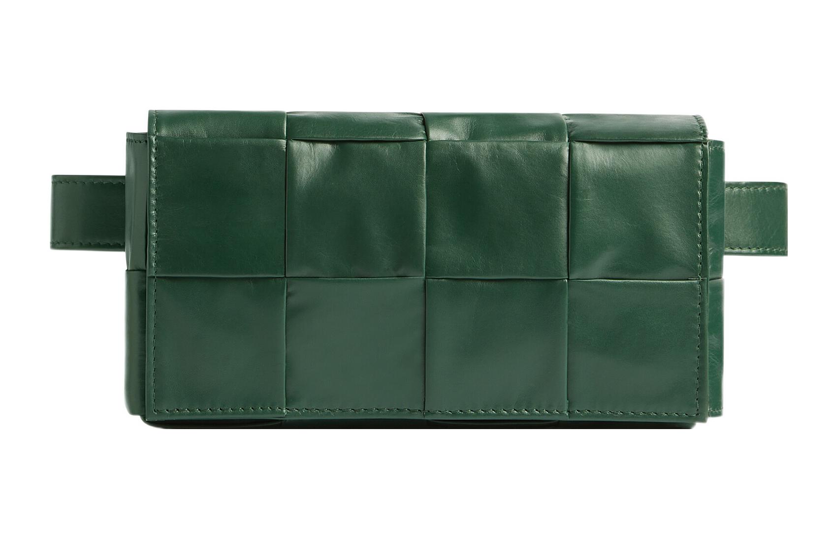 

Bottega Veneta Кожаный поясной кошелек-кассета Фотосумка через плечо Мини-поясная сумка Мужская в дождевом зеленом