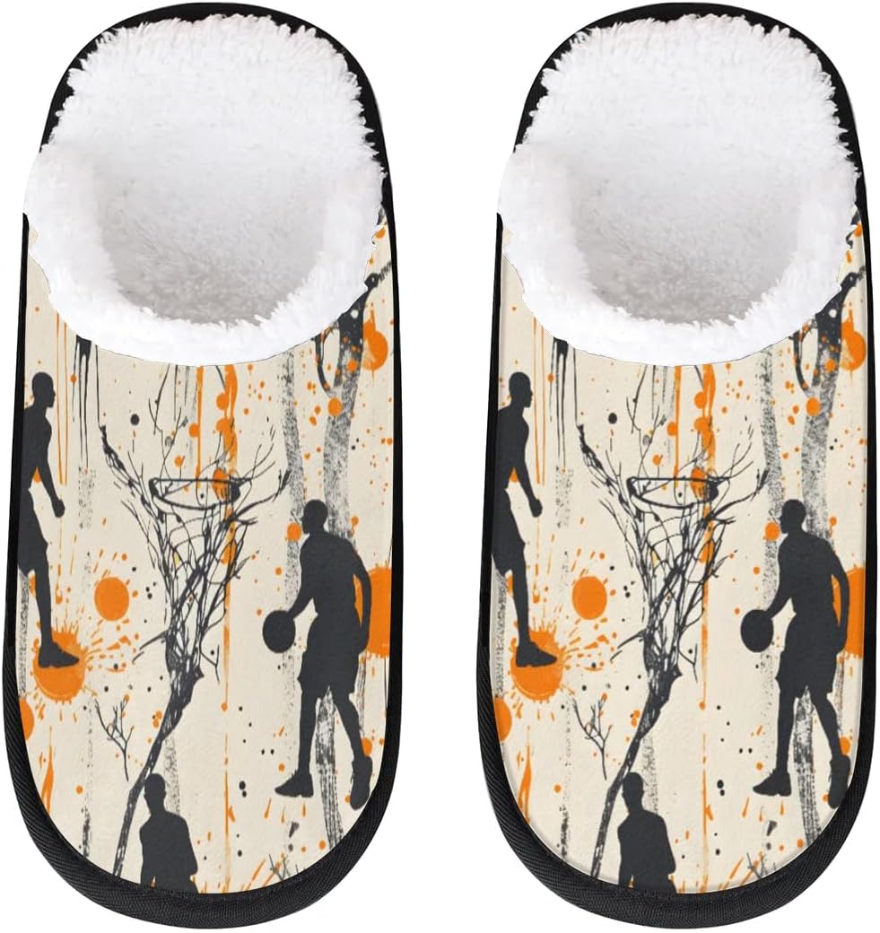 

Тапочки Gublec для женщин и мужчин, уютные с нескользящей подошвой, для дома, теплые плюшевые тапочки для дома, спальни и путешествий, Basketball Themed