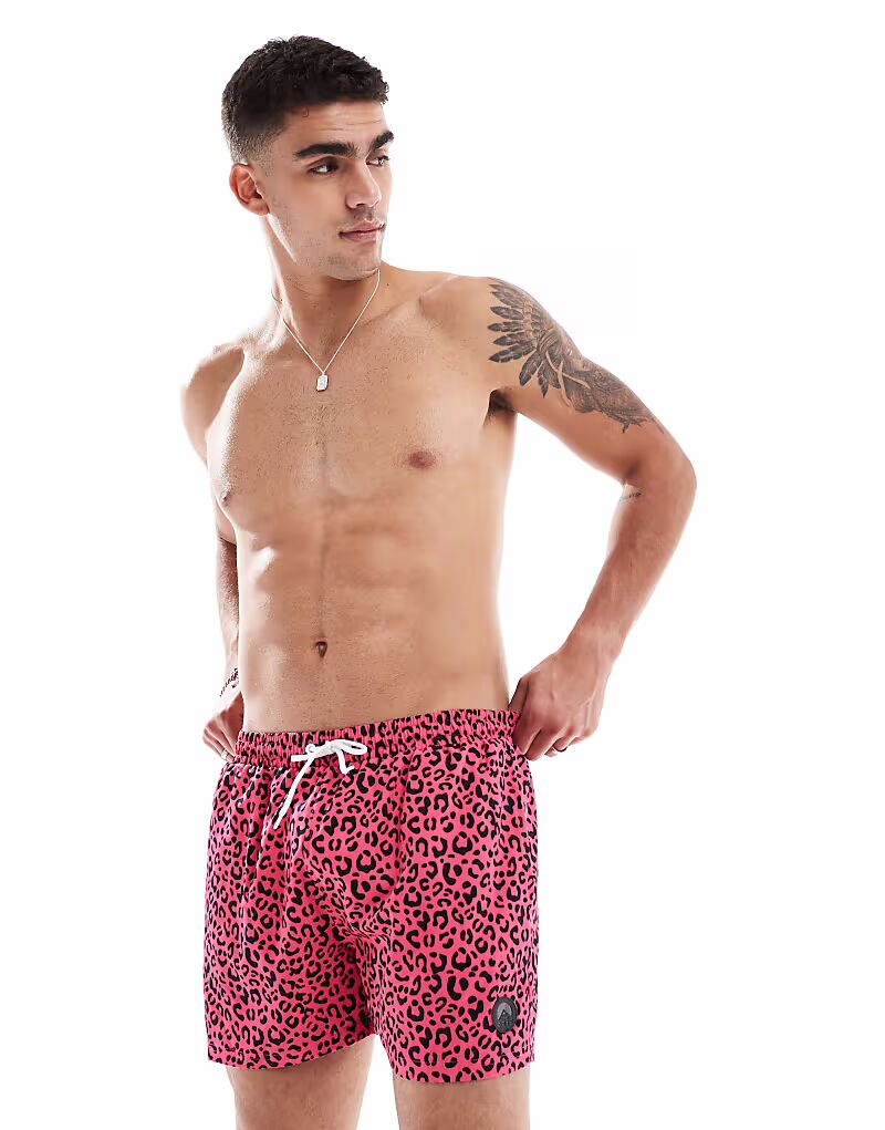 

Мужские шорты для плавания OOSC Pink leopard розового цвета